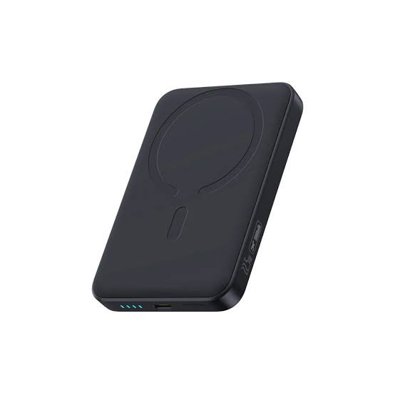 Baseus EnerFill FM11 magnetic power bank 10000mAh 22.5W fast wireless charger with ring alignment indicator and premium matte finish front view black color