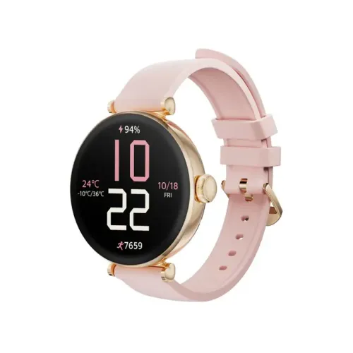 Kieslect Pura P1 smart watch with premium round AMOLED display and sleek metallic case shown in image_72eee5.png