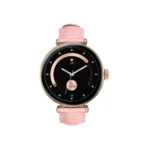 Kieslect Pura Reno smart watch featuring a sleek modern dial with metallic trim tracking daily heart rate metrics on its vivid color touchscreen display