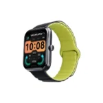 Haylou RS4 Max Smart Watch showing a sleek metallic square smartwatch frame with a wide 1.91-inch HD touchscreen display and a custom wave-pattern magnetic silicone strap view