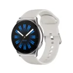 Haylou Solar Lite 2 Smart Watch showing a modern round metallic smartwatch frame with a 1.38-inch HD touchscreen display and a soft silicone strap view
