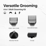 DIZO Trimmer Kit multi-grooming rechargeable cordless hair and beard trimmer set with interchangeable attachment heads, guide combs, and Type-C charging cable