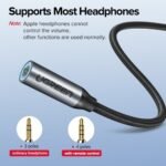 UGREEN AV142 (30632) USB Type C to 3.5mm Female Audio Cable 10cm gray braided headphone adapter shown in image_72eee5.png