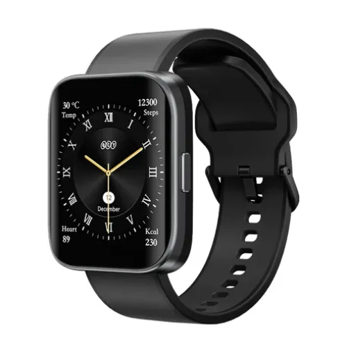 QCY Urban GS smart watch with premium square 1.95-inch AMOLED display screen and a sleek metallic zinc alloy chassis shown in image_72eee5.png