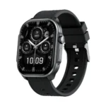 Tecno Watch 3 Active smart watch showing the premium large rectangular casing frame, front 2.0-inch massive full-touch display with fitness tracking menu, and soft flexible silicone wristband strap panel