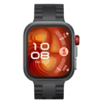 HUAWEI WATCH FIT 4 Pro premium rectangular smartwatch showcasing its brushed titanium bezel, ultra-bright 1.82-inch AMOLED sapphire glass display face, functional rotating crown, and durable fluoroelastomer athletic band in image_agent_tag_fit4_pro_titanium