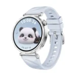 HUAWEI WATCH GT 5 41mm Smartwatch highlighting its slim round stainless steel casing, crisp AMOLED watch face interface, and the sport-ready vibrant blue silicone strap in image_agent_tag_gt5_41_blue