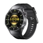 HUAWEI WATCH GT 6 Pro premium flagship smartwatch with aerospace grade titanium case and black fluoroelastomer strap rotating crown dial perspective view