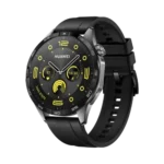 HUAWEI WATCH GT 4 Smartwatch displaying its unique octagonal marine-grade stainless steel frame, sharp high-resolution AMOLED screen, and premium structured green athletic strap in image_agent_tag_13013191649683433662