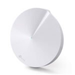 TP-Link Deco M5 AC1300 Dual-Band Whole-Home Mesh Router 1-pack in white circular design featuring gigabit ethernet ports
