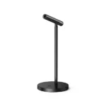 UGREEN 10934 Desktop USB Microphone in elegant minimalist black featuring a T-shaped slim cylindrical microphone head capsule, a slender vertical stand, a circular weighted base, and an attached black USB cable layout