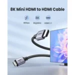 UGREEN HD163 (15514) Ultra High-Speed 8K Mini HDMI to HDMI Braided Cable (1m) - Black - Image 2