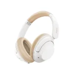 UGREEN 15809 HiTune Max5 Hybrid Active Noise Cancelling Headphones in clean white and cream showing the over ear padded cushions and integrated control buttons