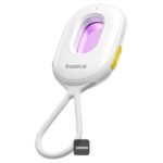 Compact white and black Baseus Heyo Series II Camera Detector Infrared Camera Detector showing its optical view filter lens red LED lights top hanging lanyard loop and sleek travel body