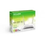 TP-Link TL-MR3420 300Mbps 3G/4G Wireless N Router in white design featuring dual external antennas, USB port, and ethernet ports