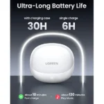 UGREEN 35873 HiTune H6 Pro Hybrid Active Noise-Cancelling Wireless Earbuds (White) - Image 4