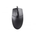 A4TECH OP-730D 1200 DPI 2X Click USB Optical Mouse showing the full-sized matte black curved body and specialized single-touch double-click hardware button next to the scroll wheel