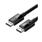 UGREEN 80394 DisplayPort 1.4 Male to Male 5m Cable showing its premium molded black connector shells with the UGREEN logo, gold-plated DP plugs, and a heavy-duty black and gray nylon braided round cord configuration