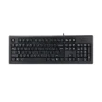 A4Tech KRS-82 ComfortKey USB Bangla Multimedia Keyboard featuring a full-size black layout with rounded keycaps and laser-etched Bangla letters
