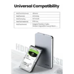 UGREEN 70498 CM238 USB 3.0 2.5-inch SATA hard drive enclosure, tool-free portable storage case for HDD and SSD
