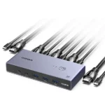 UGREEN 25961 CM692 8K HDMI KVM switch showing 2-in-1 connectivity for dual-PC control and high-end display support