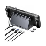 UGREEN 55733 USB-C Hub premium high capacity heavy duty 9-in-1 portable 4K HDMI fast charging laptop docking station block showing clean Space Gray aluminum minimalist housing body layout with terminal input port slots view]