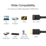 UGREEN HD103 (10172) High-Speed HDMI 2.0 Male to Male Right Angle 90 Degree Cable (1m) - Black - Image 2