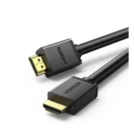 UGREEN 10114 Active High-Speed HDMI 30m Cable showing its robust round black PVC cord layout, gold-plated HDMI Type-A connector pins, and the integrated inline active IC signal amplifier housing module design