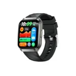 HOCO Y44 Smart Watch showing its 1.83-inch curved HD touch screen bluetooth calling icon durable metallic casing magnetic charging points and comfortable silicone strap