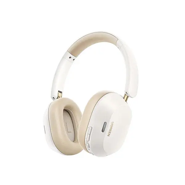 UGREEN 35758 HiTune Max5c Head-mounted Noise Canceling Bluetooth Headphones in clean white displaying the padded headband and foldable memory foam ear cups