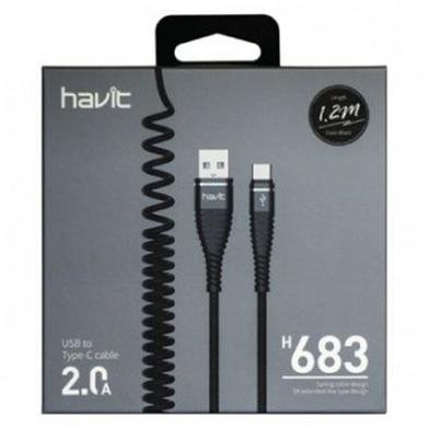 Havit H683 1.2M Type-C Cable Price in BD - Front view of Havit H683 1.2M 2.0A USB Type-C to USB fast charging and data sync cable