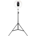 Havit ST7012-PRO Ring Light with Tripod Price in BD - Front view of Havit ST7012-PRO 10-inch LED ring light mounted on tripod stand