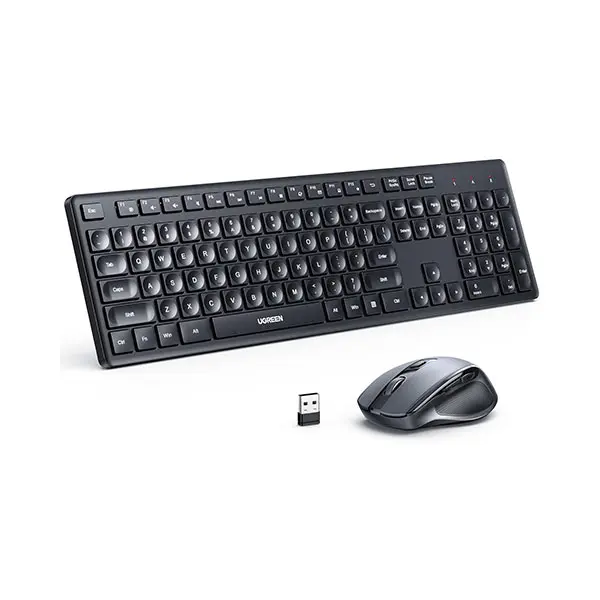 UGREEN 35740 MK006 silent wireless keyboard and mouse combo with single USB receiver and ergonomic design