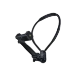 Plokama CX-60 2 in 1 neck mount for Action Camera/Smartphone in black showing its curved flexible silicone neckband layout and integrated adjustable smartphone adapter clip assembly