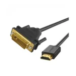 UGREEN 10136 3m HDMI Male to DVI-D (24+1) Male Cable in Black featuring gold-plated terminal connectors, a standard HDMI plug, and manual locking thumbscrews on the DVI head
