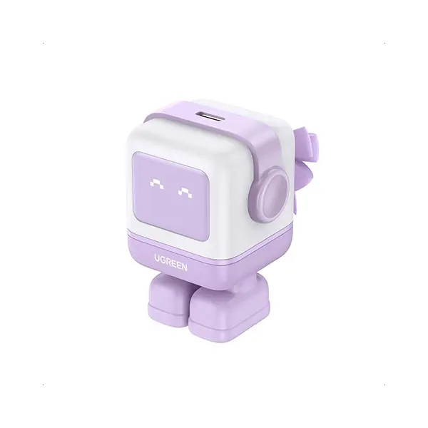 UGREEN 25036 Nexode 30W USB-C PD GaN Fast Charger US showing its compact metallic purple casing layout, single Type-C port interface, and fixed US standard two-pin prongs on a clean white background