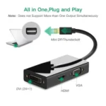 UGREEN MD114 (20418) 3-in-1 Mini DisplayPort to HDMI/VGA/DVI Converter - Black - Image 2