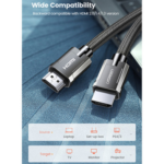 UGREEN HD140 (70320) Ultra High-Speed 8K Braided HDMI Male to Male Cable with Zinc Alloy Shell (1.5m) - Space Gray - Image 2