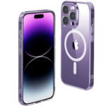UGREEN LP644 90937 Classy Clear Magnetic Protective Case for iPhone 14 Pro Max Clear back cover showing its built-in white magnetic ring pattern, shockproof TPU bumpers, raised camera lens protective bezel layout, and crystal clear transparent finish on a clean white background