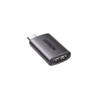 US320-400x400 UGREEN 70450 USB-C to HDMI Adapter in premium Space Gray aluminum finish showing its ultra-small rectangular profile with a female HDMI port, built-in gold-plated male USB Type-C plug node, and embossed UGREEN branding layout