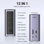 UGREEN 90325 USB-C Multifunction Docking Station Pro 12-in-1 (Space Gray) - Image 2