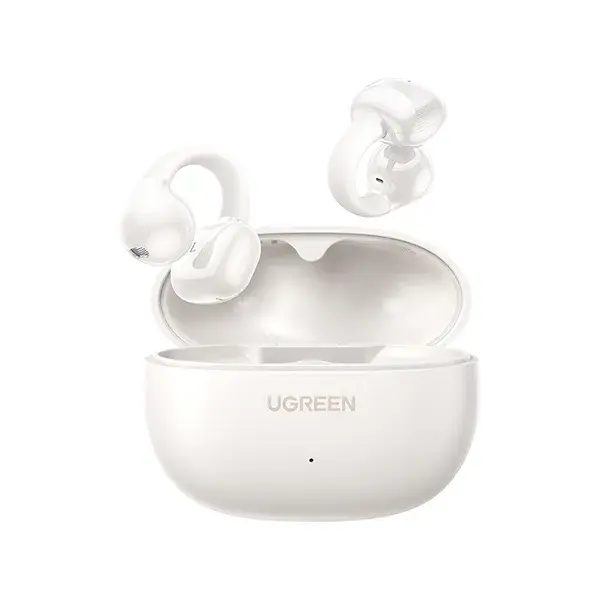 UGREEN 45786 HiTune S3 True Wireless Earbuds in a clean white finish, showcased next to their sleek, minimalist matching charging case
