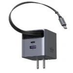 UGREEN X371 (65821) 45W Dual USB-C GaN Fast Charger with Retractable Cable Space Gray - Image 2