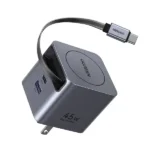 UGREEN X371 (65821) 45W Dual USB-C GaN Fast Charger with Retractable Cable Space Gray - Image 3