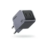UGREEN 35008 Nexode Pro 45W Dual USB-C GaN Fast Charger EU wall adapter showing its compact dark metallic casing, dual Type-C ports, integrated EU round pins, and premium Nexode Pro series branding on a clean white background