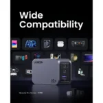 UGREEN 25870 Nexode Pro 65W 3-Port GaN Fast Charger Set US showing its compact dark grey charger housing, two USB-C ports, one USB-A port, foldable US prongs, and the included premium black Type-C charging cable on a clean white background