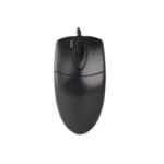 A4TECH OP-620D 1200 DPI 2X Click USB Optical Mouse showing its full-sized matte black symmetrical body and specialized single-touch double-click hardware button