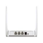 Mercusys AC10 AC1200 Dual-Band Wi-Fi Router in black design featuring four external high-gain antennas and gigabit ethernet ports