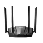 Dahua DH-AC12 AC1200 Mbps Gigabit Dual-Band Wi-Fi Router Price in BD - Front view of black dual-band wireless router with four external antennas