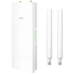 Cudy AP1300 AC1200 Dual-Band Gigabit access point showing its clean white ceiling-mount design, central status LED, and rear Ethernet/PoE interface